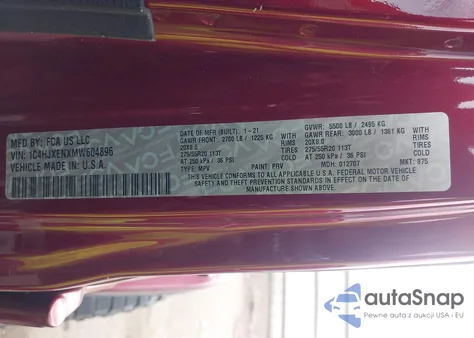 2021 Jeep Wrangler Unlimited High Altitude 4X4 from USA, damaged, VIN 1C4HJXENXMW604896